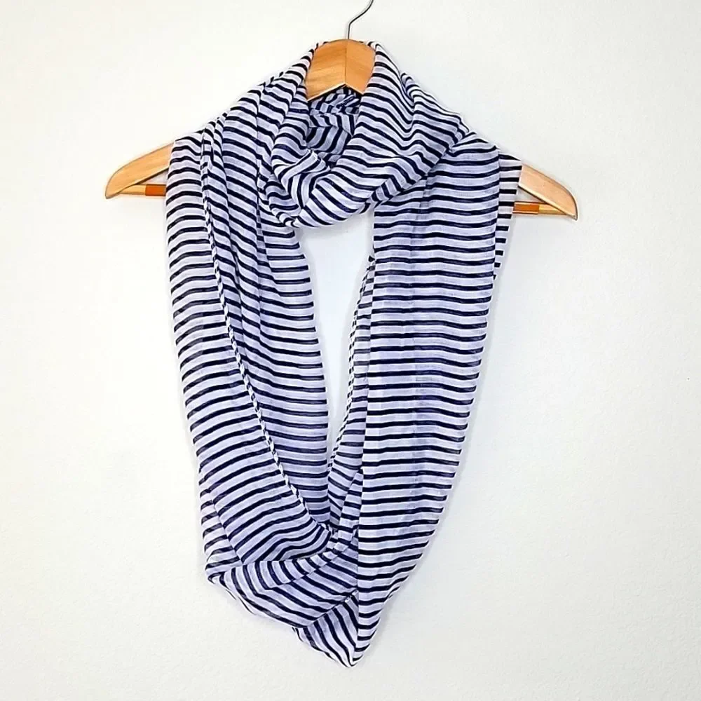 Diesel Blue White Striped Lightweight Casual Infinity Scarf OS Nautical